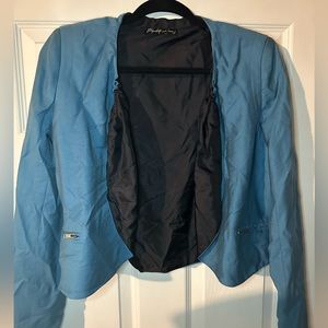 Elizabeth and James turquoise jacket. Scrunch buttons at the top. Sz S